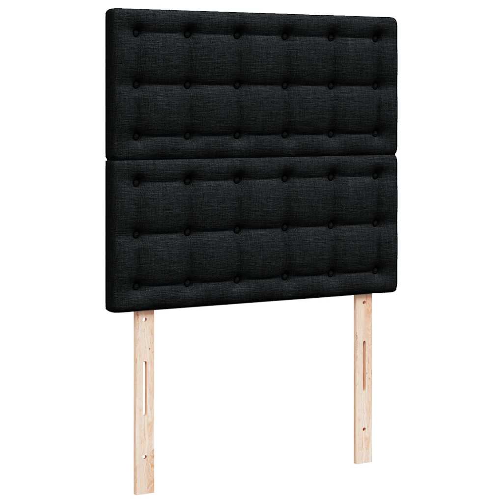 Otomanski okvir kreveta s madraca crni 90x200cm od tkanine