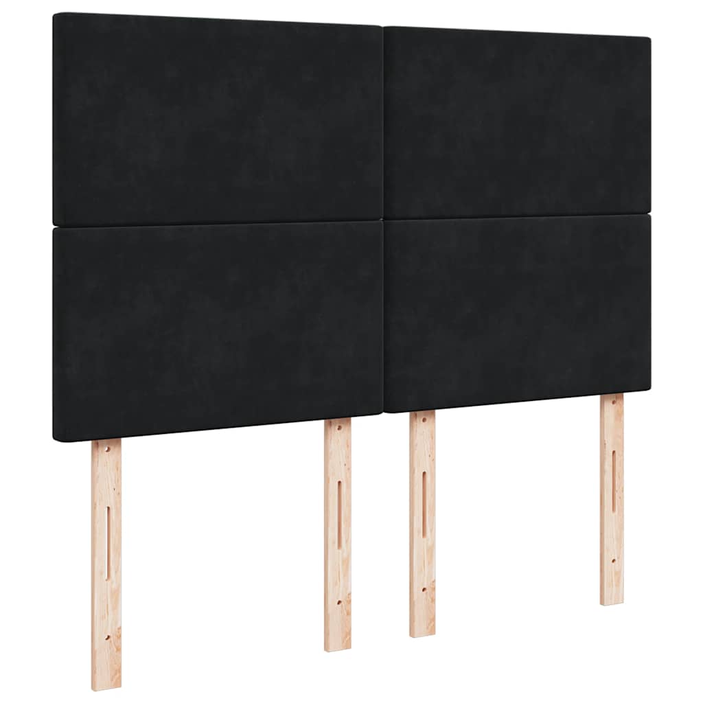 Ottoman krevet s madracima i LED diodama crni 140x200 cm baršun