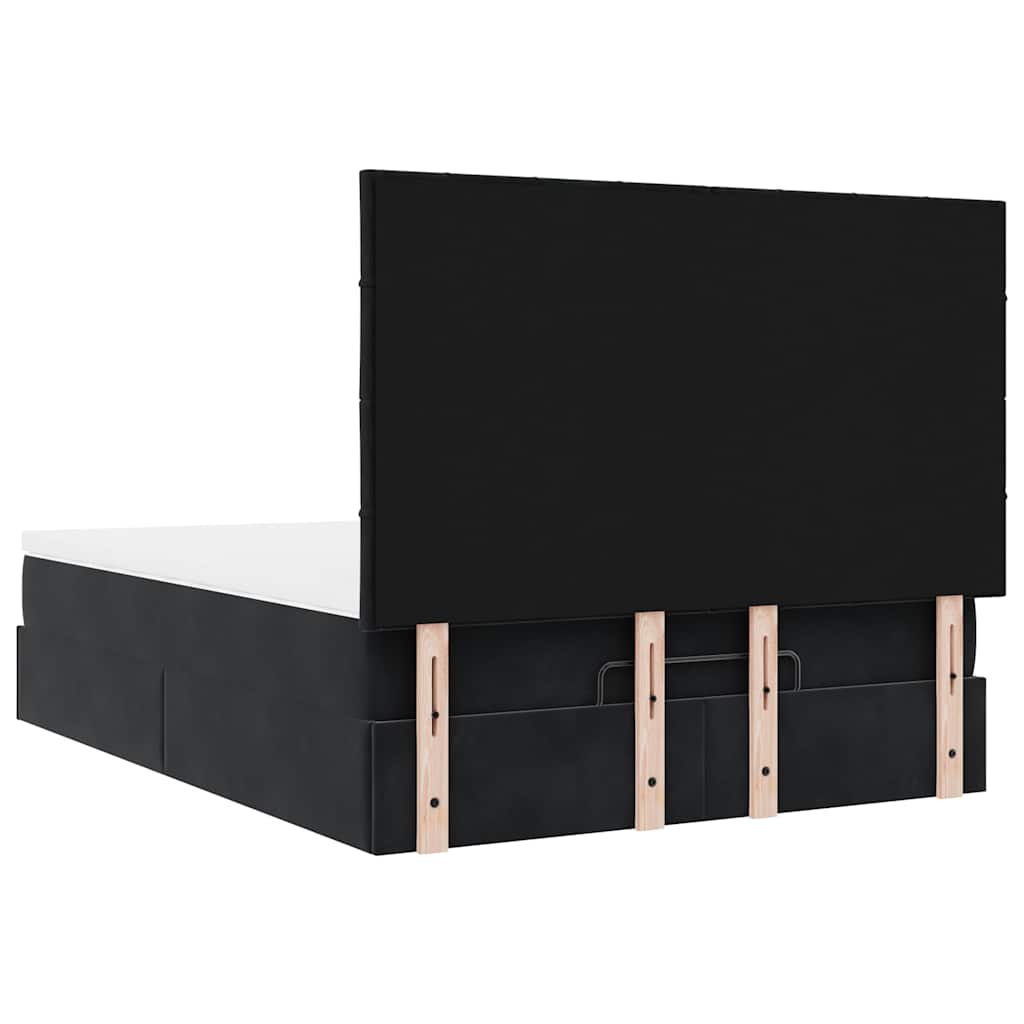 Ottoman krevet s madracima i LED diodama crni 140x200 cm baršun