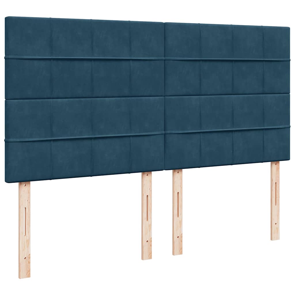 Ottoman krevet s madracima i LED diodama tamnoplavi 200x200 cm baršun