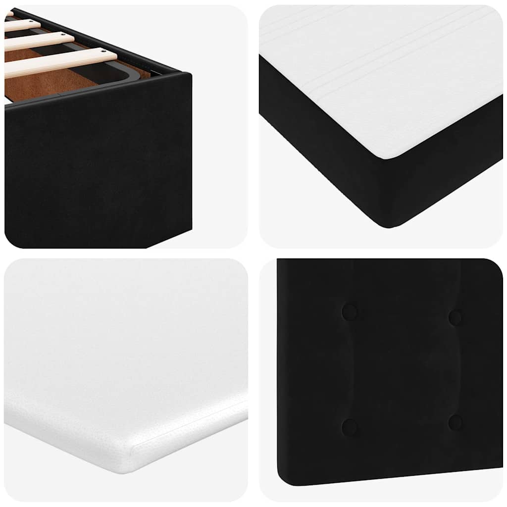Ottoman krevet s madracima i LED diodama crni 140x200 cm baršun