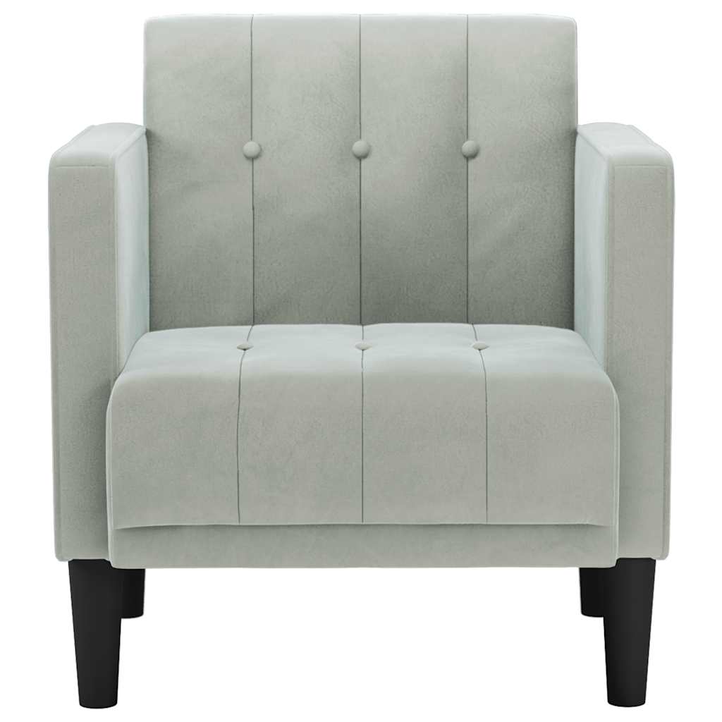 Sofa s naslonima za ruke svijetlosiva 53 cm baršunasta