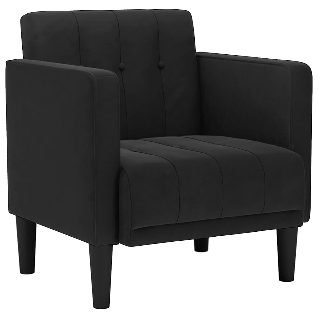 Sofa fotelja s naslonima za ruke crna 53 cm baršunasta