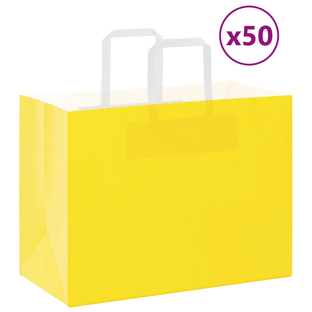 Papirnate vrećice 50 kom s ručkama žute 32x17x25 cm