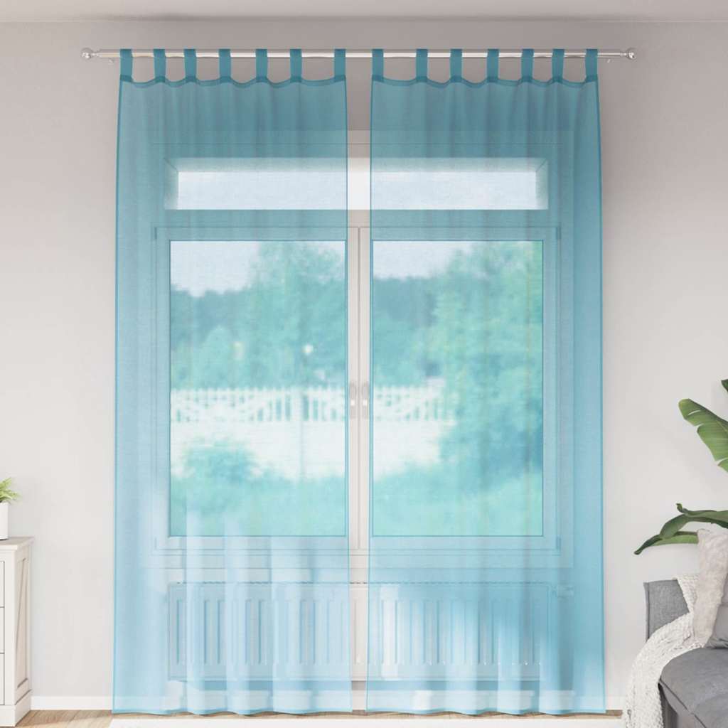 Voile zavjese s petljama 2 kom. tirkizne 140x260 cm
