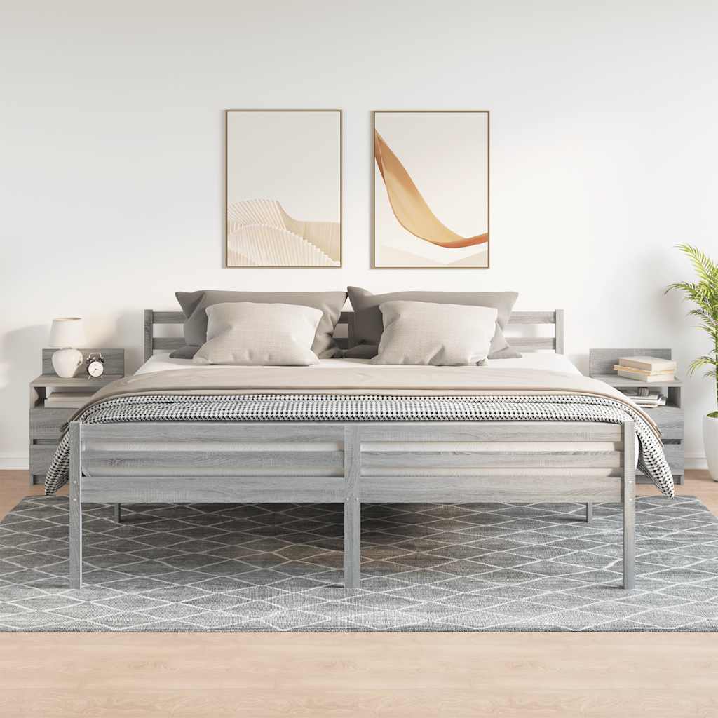 Noćni ormarići 2 kom s 2 ladice sivi Sonoma 40x33x60 cm