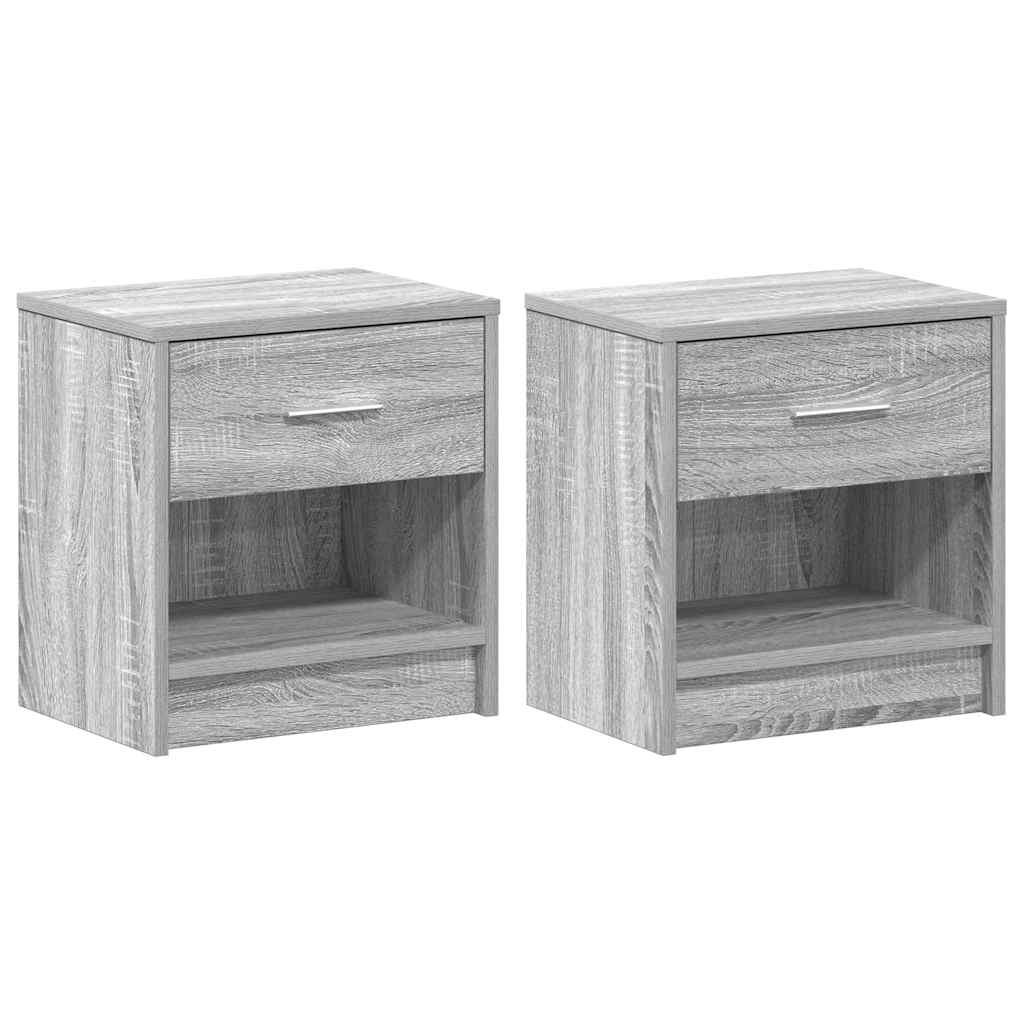 Noćni ormarići 2 kom s ladicama sivi Sonoma 39x28x41 cm