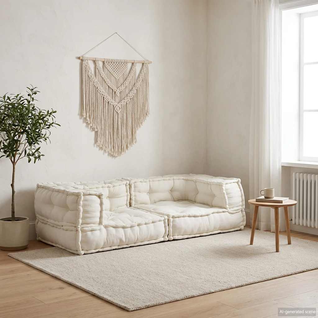 Modularna sofa s 2 sjedišta Krem 140x70x36 Tkanina