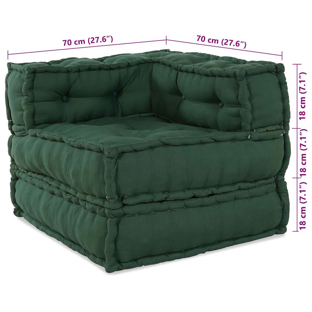 Modularna sofa zelena 70x70x54 tkanina