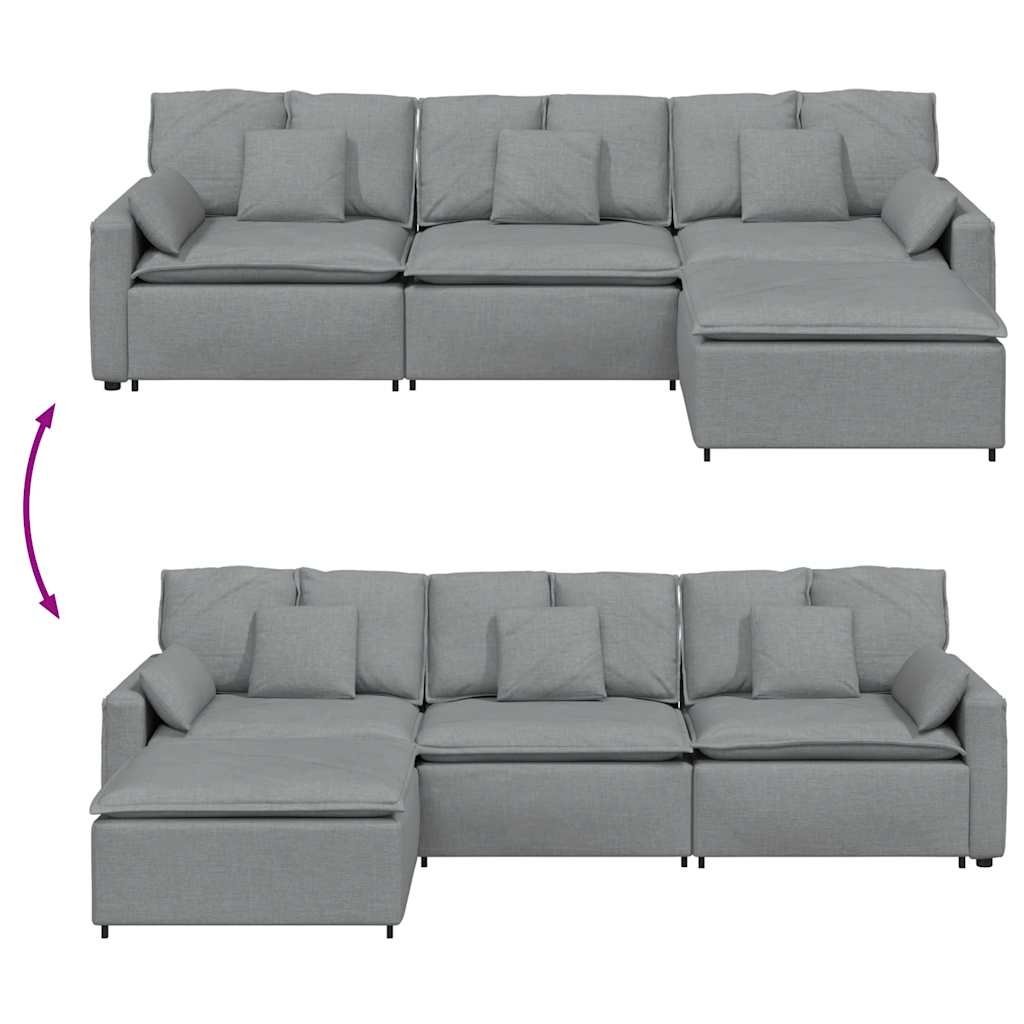 Modularna sofa s tabureom i jastucima svijetlo siva