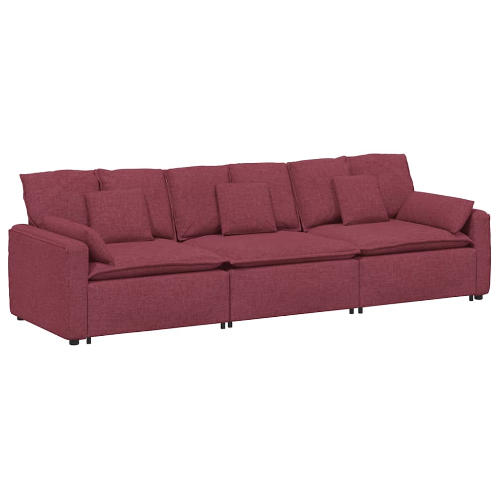 Modularna sofa s jastucima, vinsko crvena