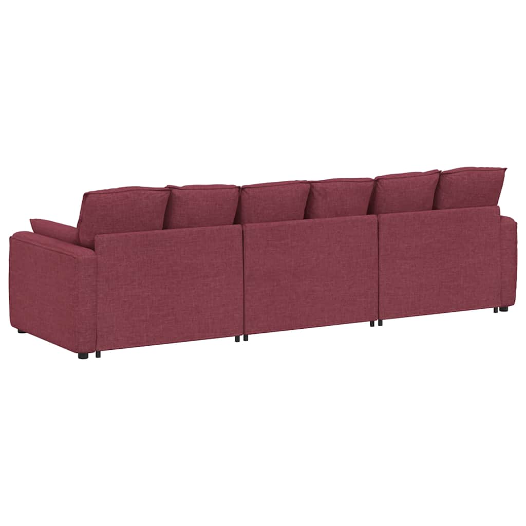 Modularna sofa s jastucima, vinsko crvena