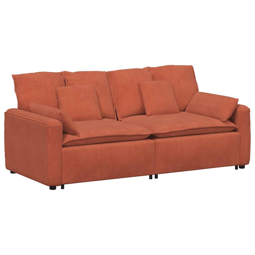 Modularna sofa s jastucima crveno-narančasta