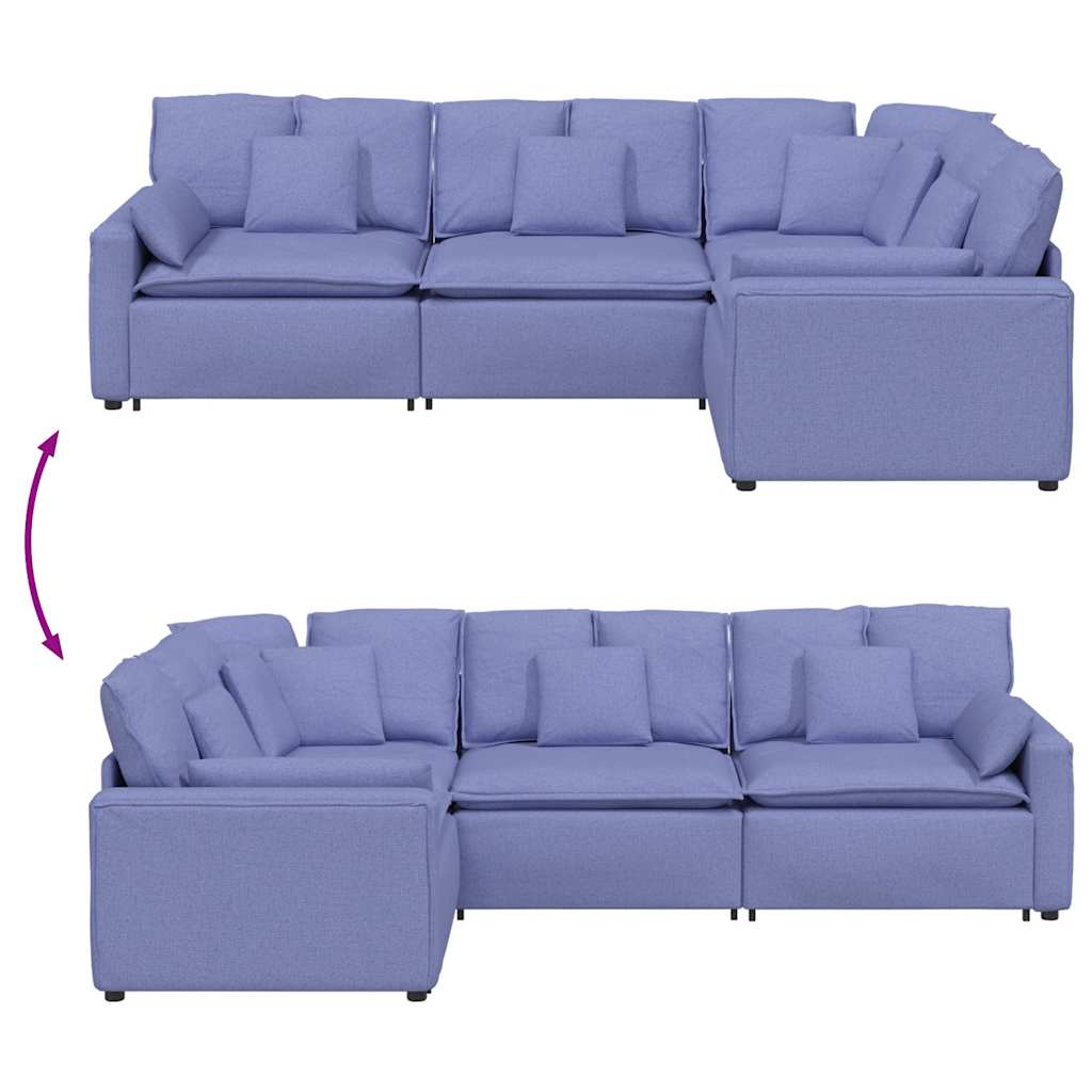 Modularna sofa s jastucima, tkanina, traperice, plava