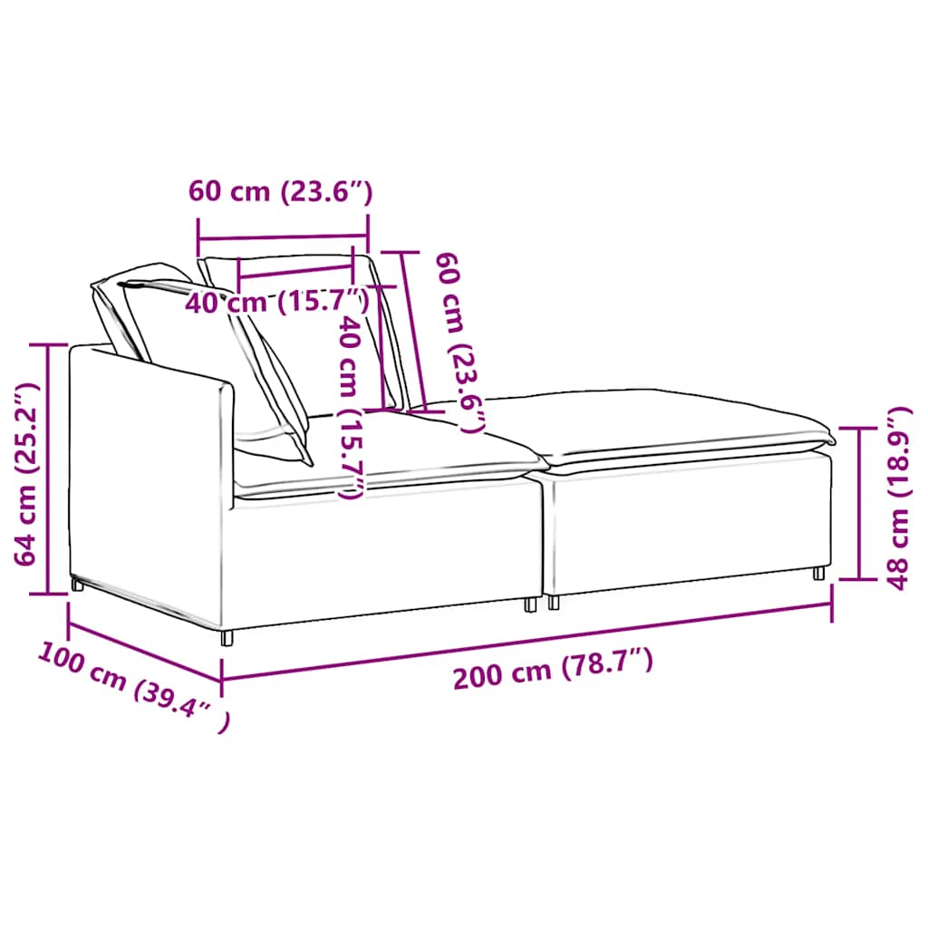 Modularna sofa s podnožjem i jastucima, baršunasta tamno siva