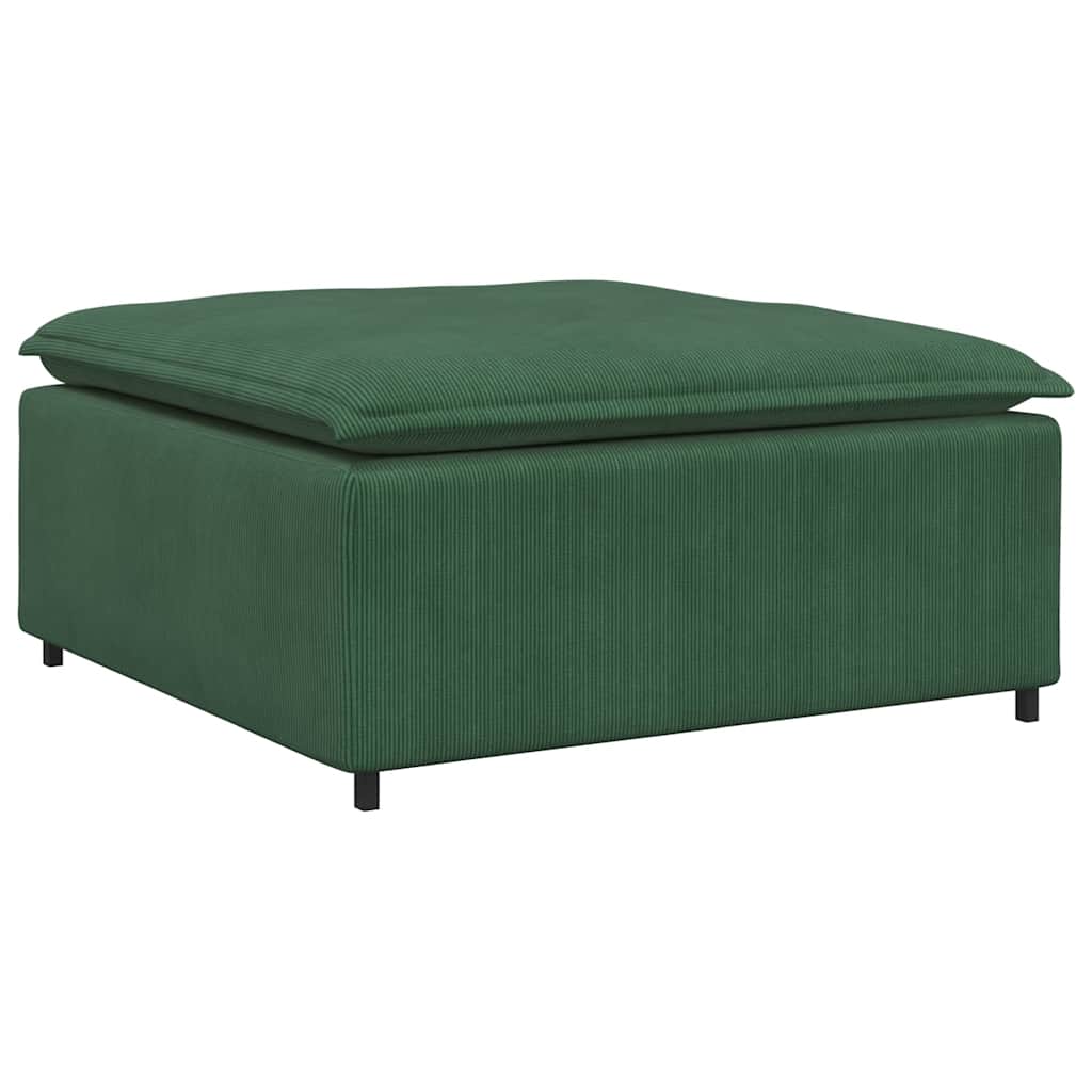 Modularna sofa s podnožjem i jastucima, tamnozelena, korduro tkanina