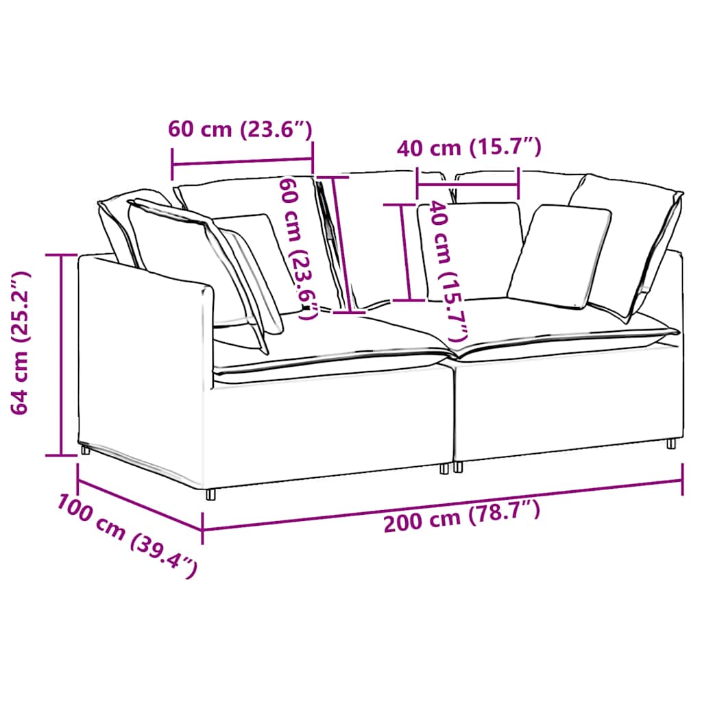 Modularna sofa s jastucima, tkanina, traperice, plava