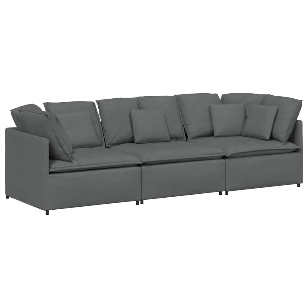 Modularna sofa s jastucima, tkanina, tamno siva