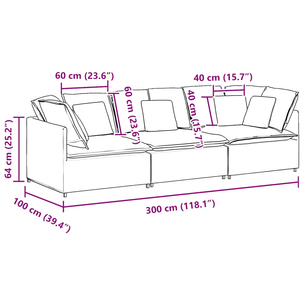 Modularna sofa s jastucima, plava baršunasta