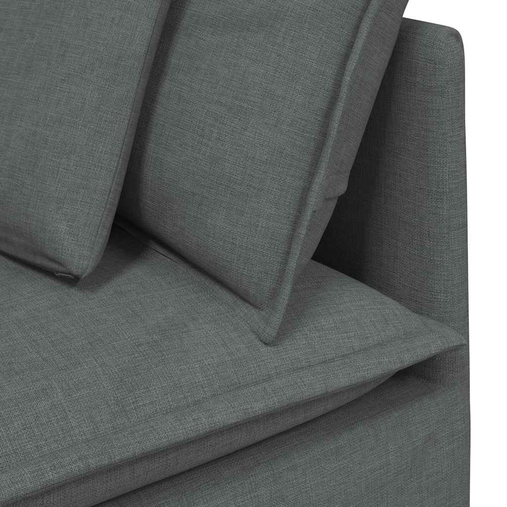 Modularna sofa s podnožjem i jastucima, tkanina, tamno siva