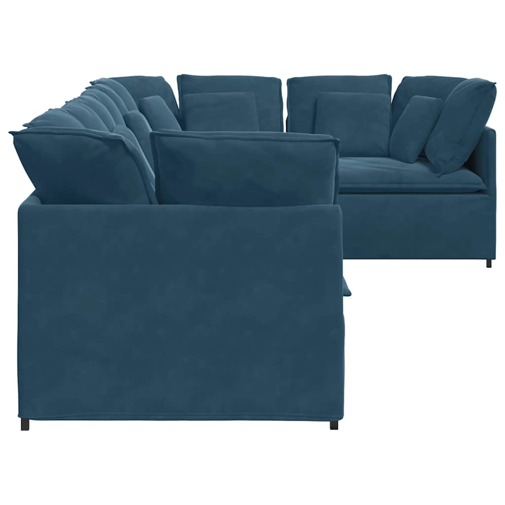 Modularna sofa s jastucima, plava baršunasta