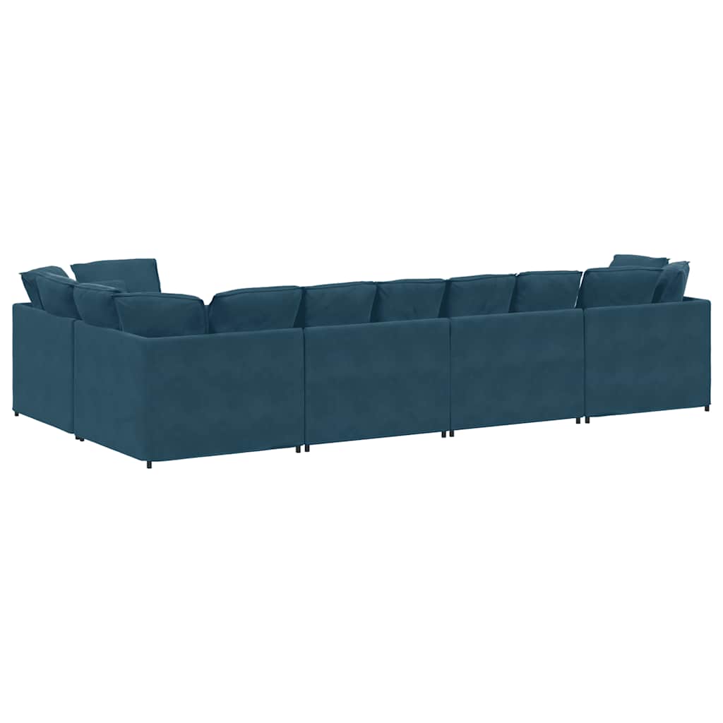 Modularna sofa s jastucima, plava baršunasta