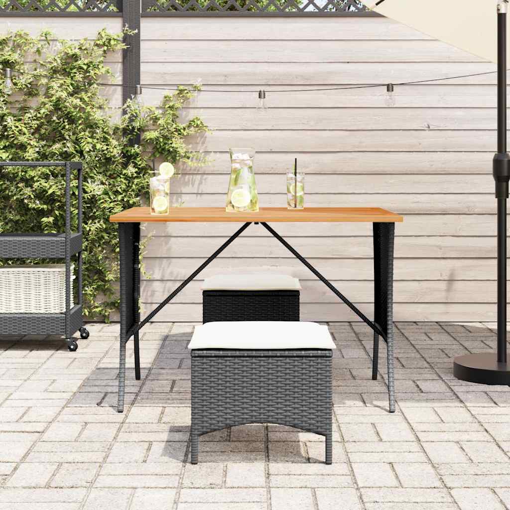 Vrtni stol s pločom od akacije crne boje 105x75x72 cm poliratan