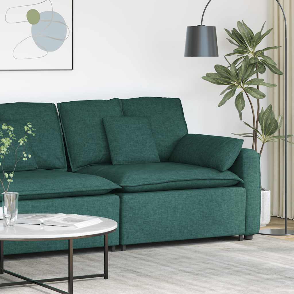 Modularni kauč s naslonom za ruke i jastucima tamnozelene boje 100 cm