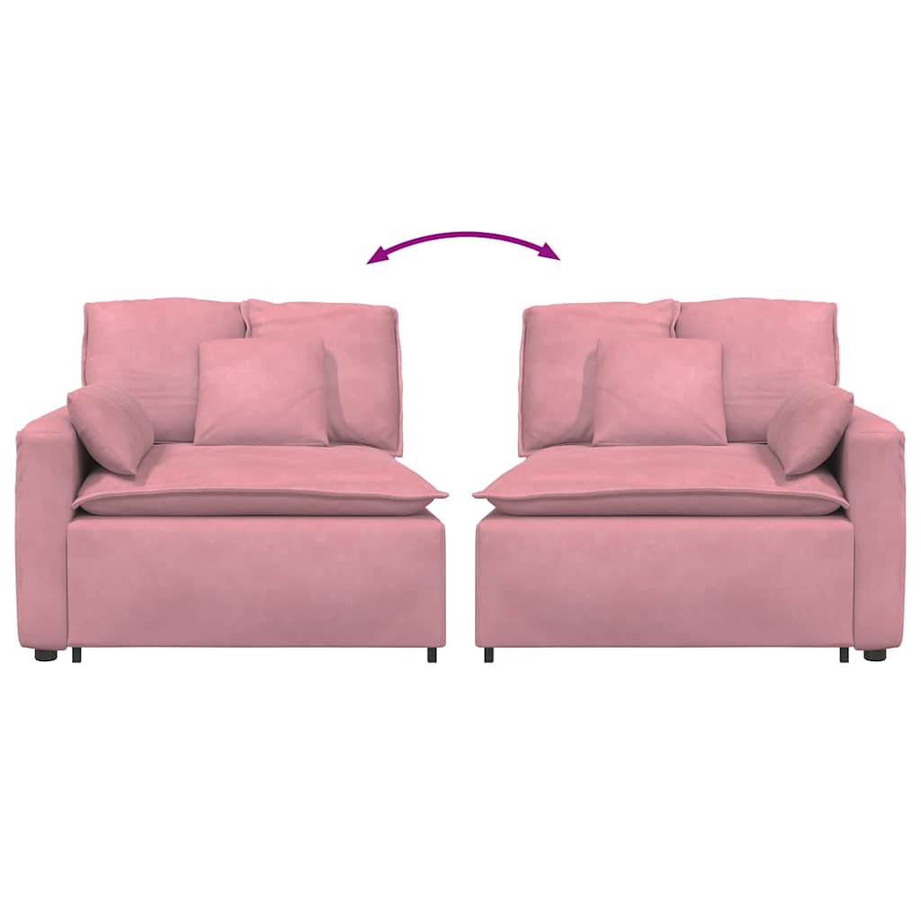 Modularni kauč s naslonom za ruke i jastucima, ružičasti 100 cm