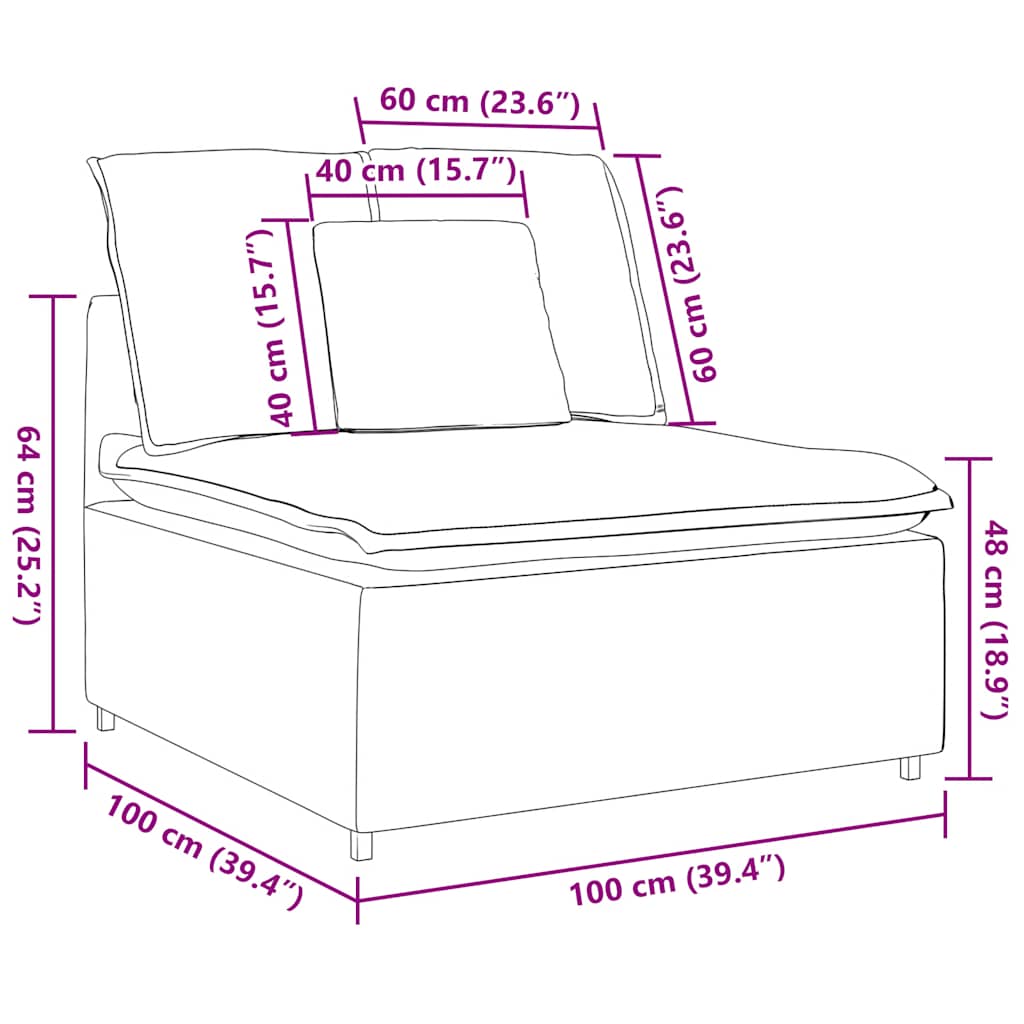 Modularna sofa s jastucima žuta 100 cm