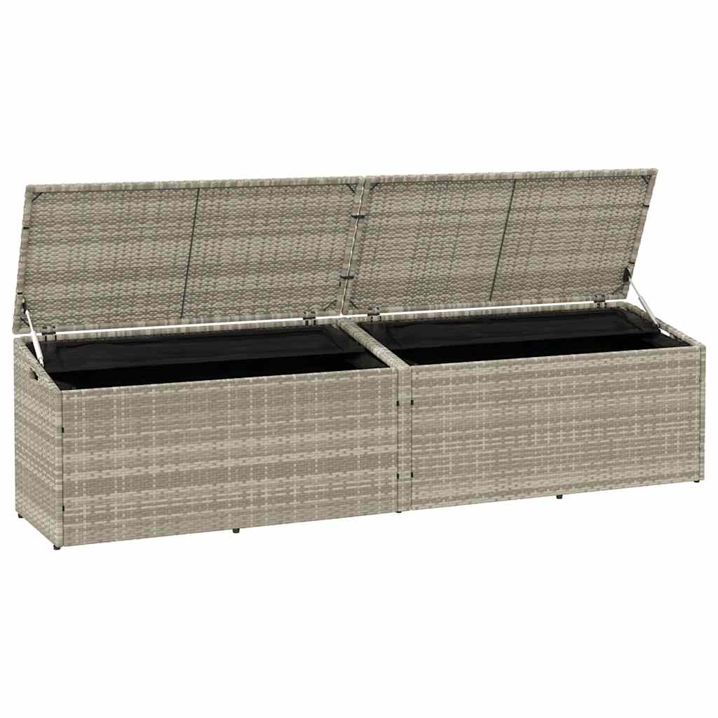 Vrtna kutija za pohranu svijetlosiva 220x50x58 cm poli ratan