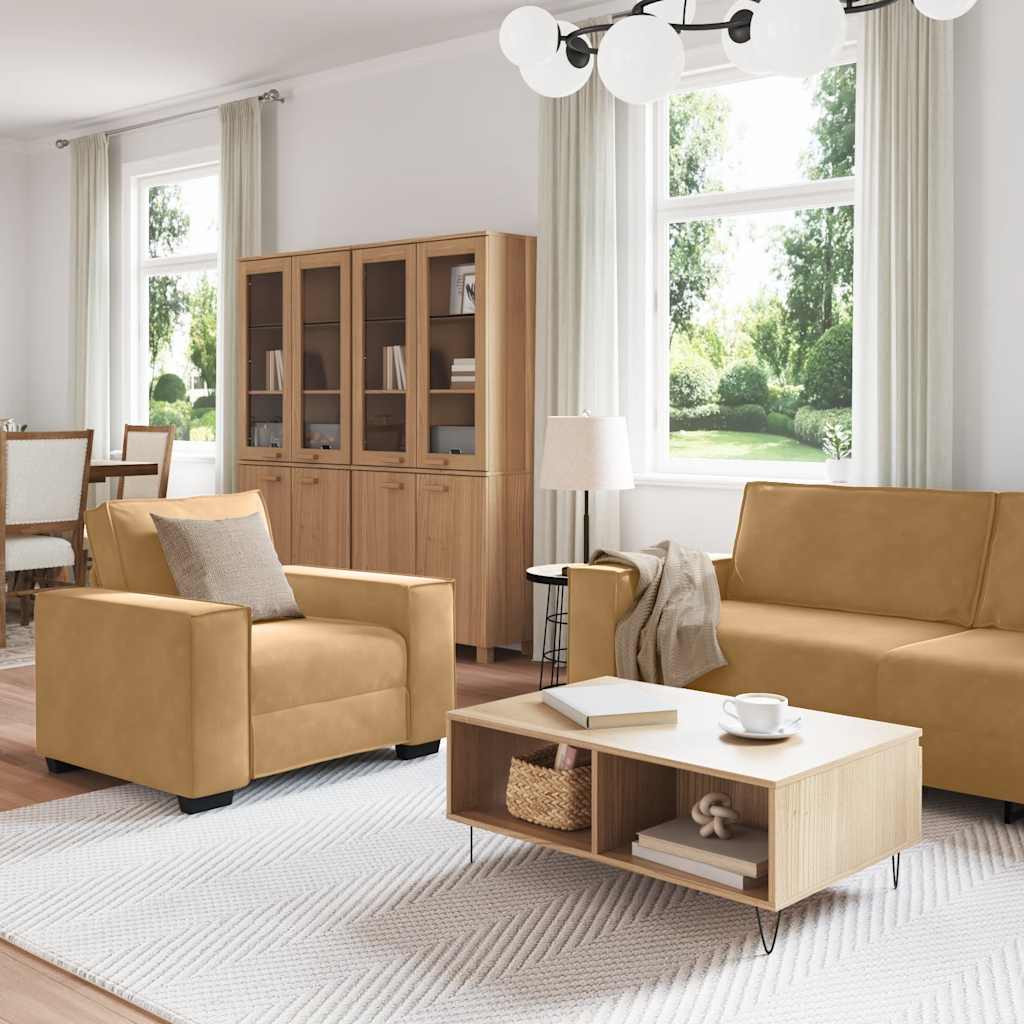 3-dijelni set sofa s jastucima, smeđi baršun