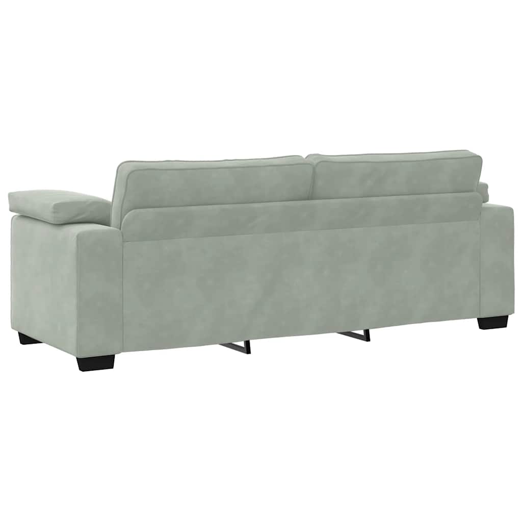 3-dijelni set sofa s jastucima, svijetlo sivi baršun