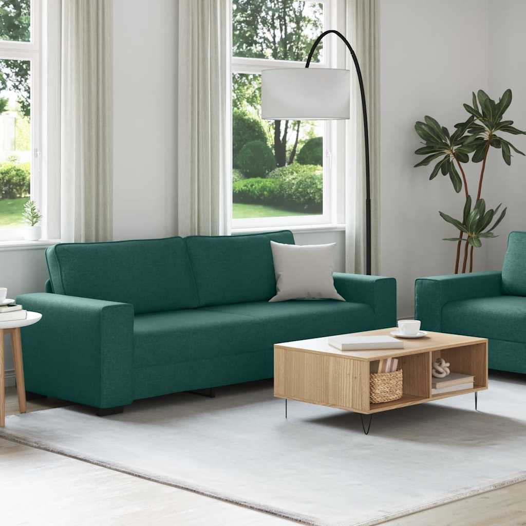 Dvodijelni set sofa s jastucima, tamnozelena tkanina