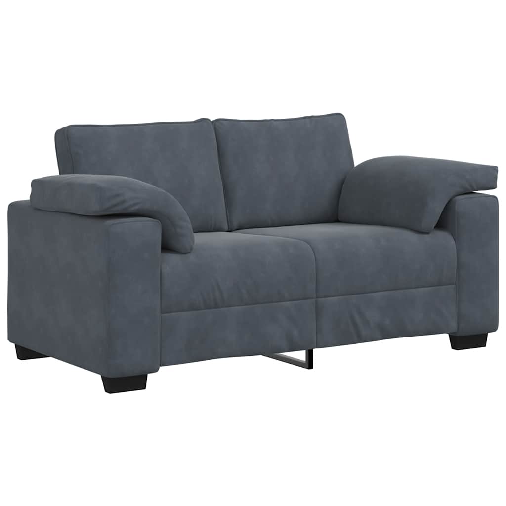 Dvodijelni set sofa s jastucima, tamno sivi baršun