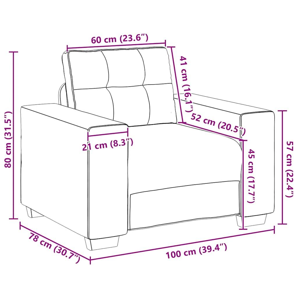 Sofa fotelja smeđa 100x78x80 cm tkanina