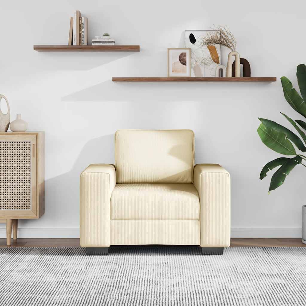 Sofa fotelja krem 100x77x82 cm korduro tkanina