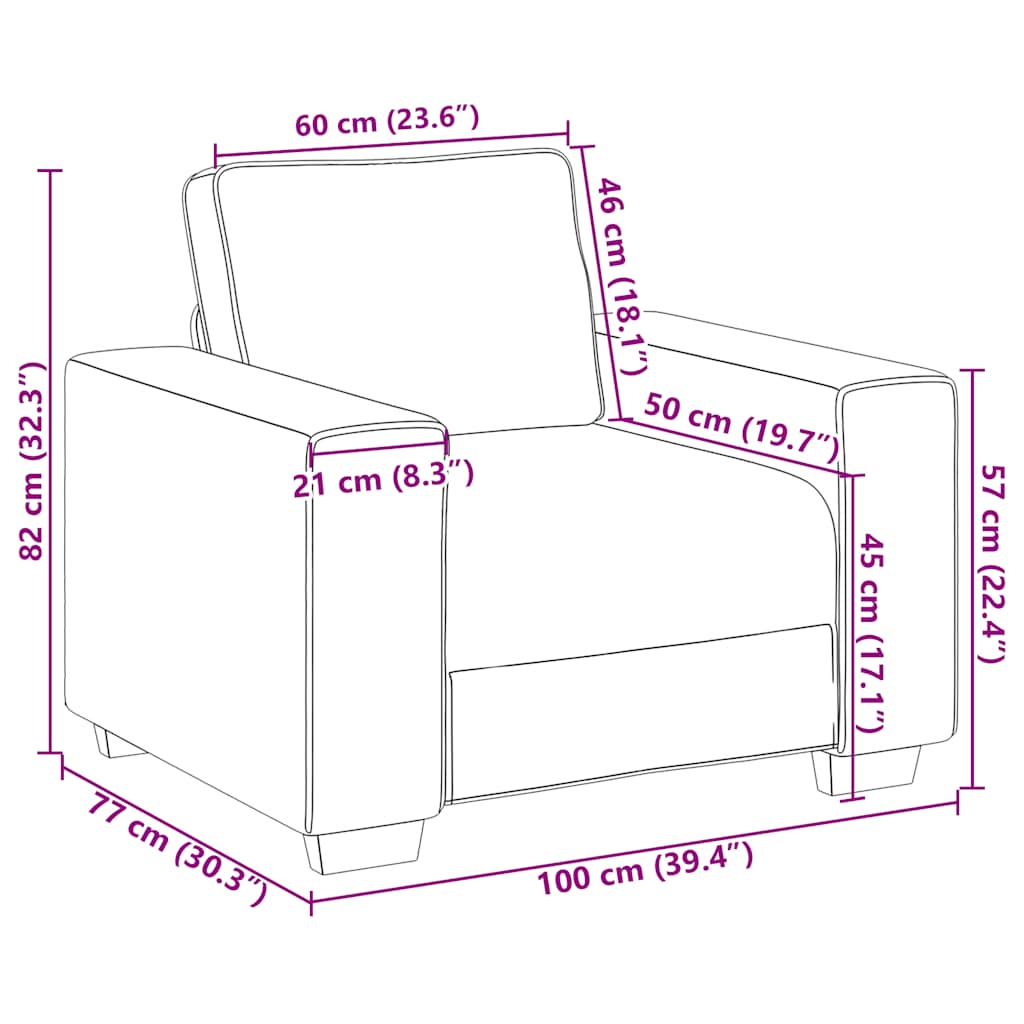 Sofa fotelja svijetložuta 100x77x82 cm korduro tkanina
