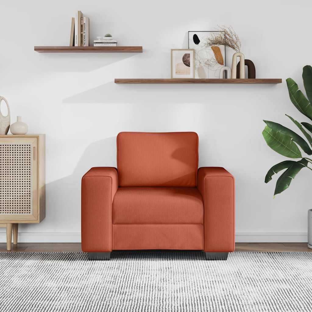 Sofa fotelja crveno narančasta 100x77x82 cm korduro tkanina