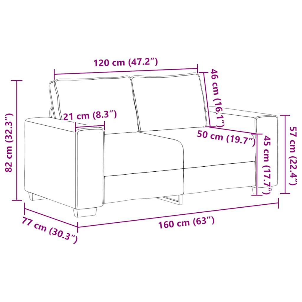 Dvosjed tamno sivi 160x77x82 cm korduro tkanina