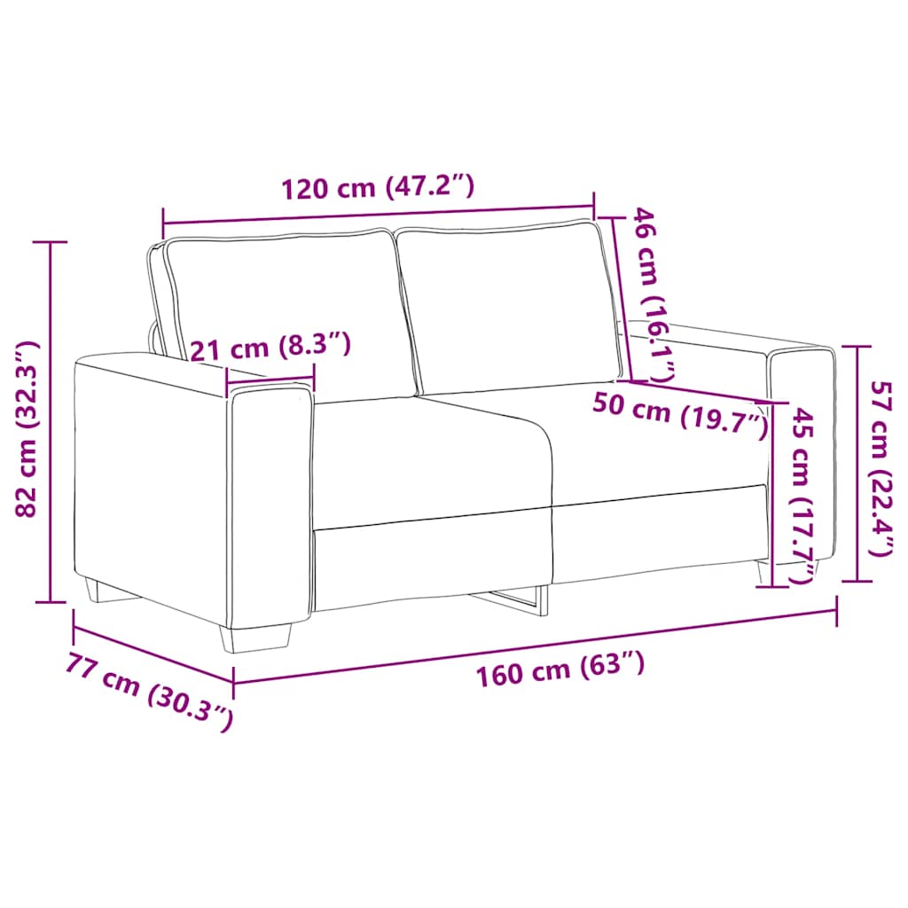 Dvosjed krem boje 160x77x82 cm korduro tkanina