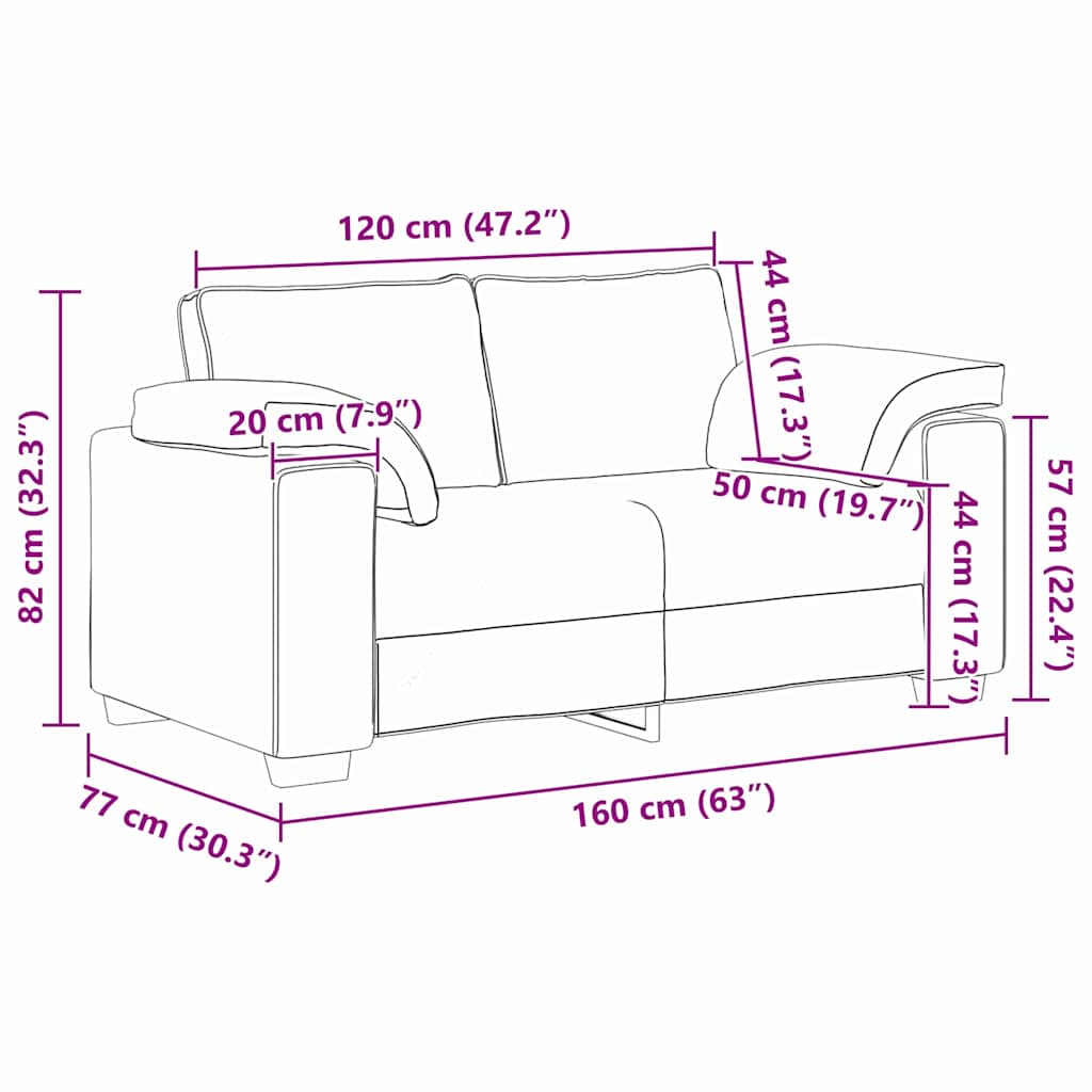 Dvosjed Smeđa 160 cm tkanina