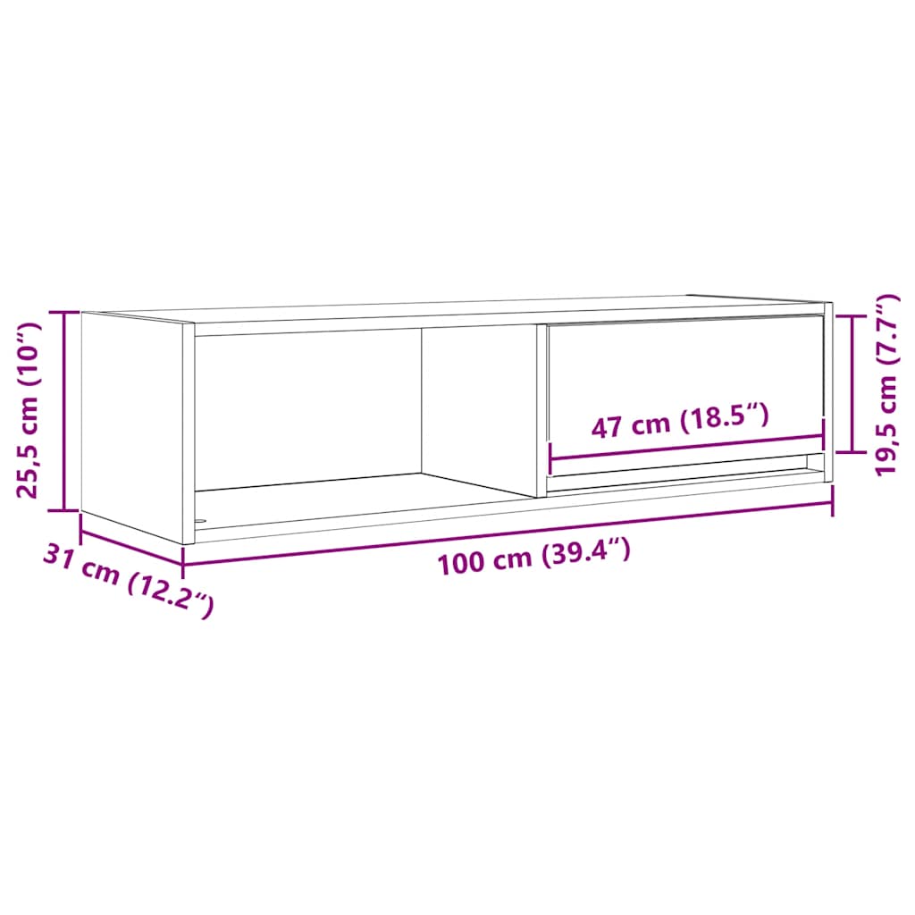 TV ormarić bijeli 100x31x25,5 cm izrađeno drvo