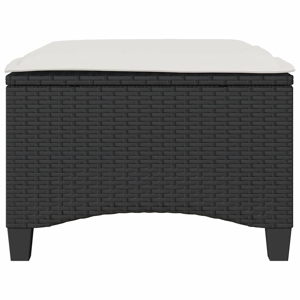 Vrtne stolice s jastucima 2 kom. Crne 55x55x36 cm Poli ratan