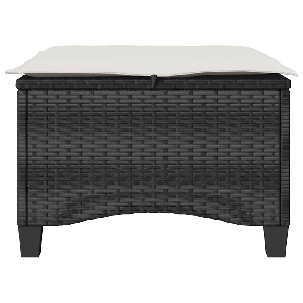 Vrtne stolice s jastucima 2 kom. Crne 55x55x36 cm Poli ratan