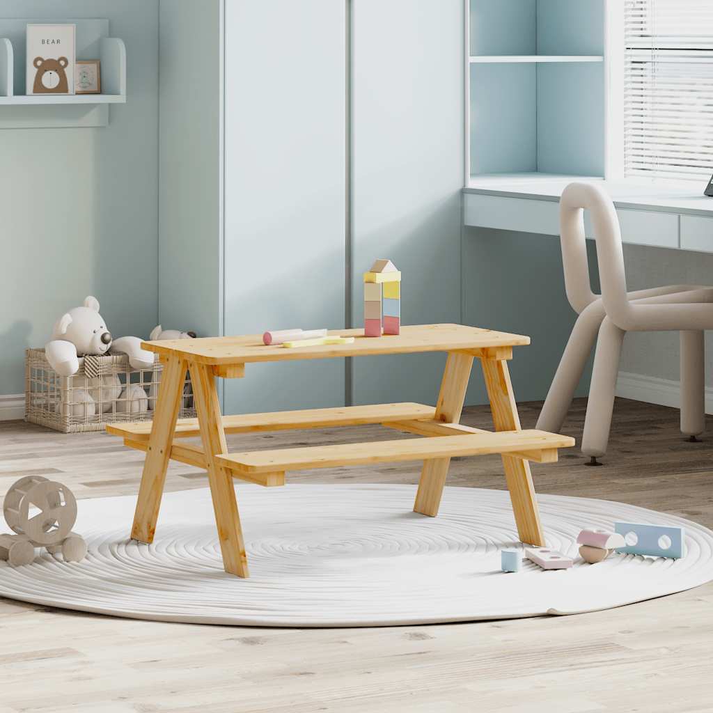 Dječji stol s klupama IRUN 90x79,5x50 cm Masivno drvo
