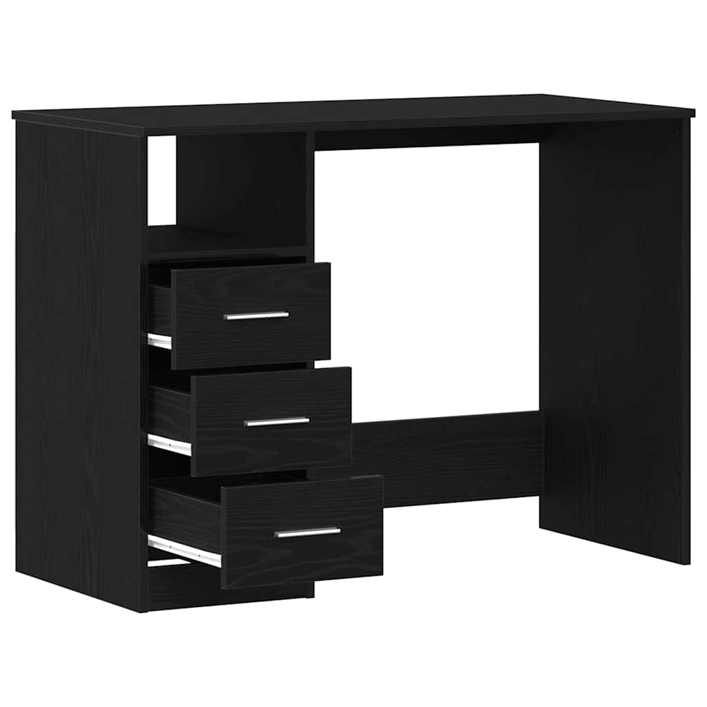 Radni stol s ladicama Crni hrast 102x50x76 cm Konstruirano drvo