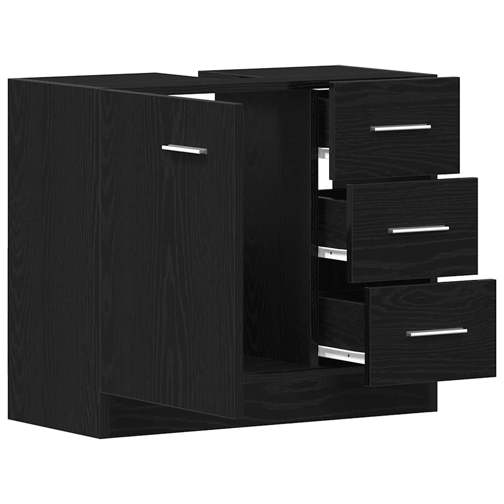 Ormarić za umivaonik crni hrast 63x30x54 cm inženjerski drvo