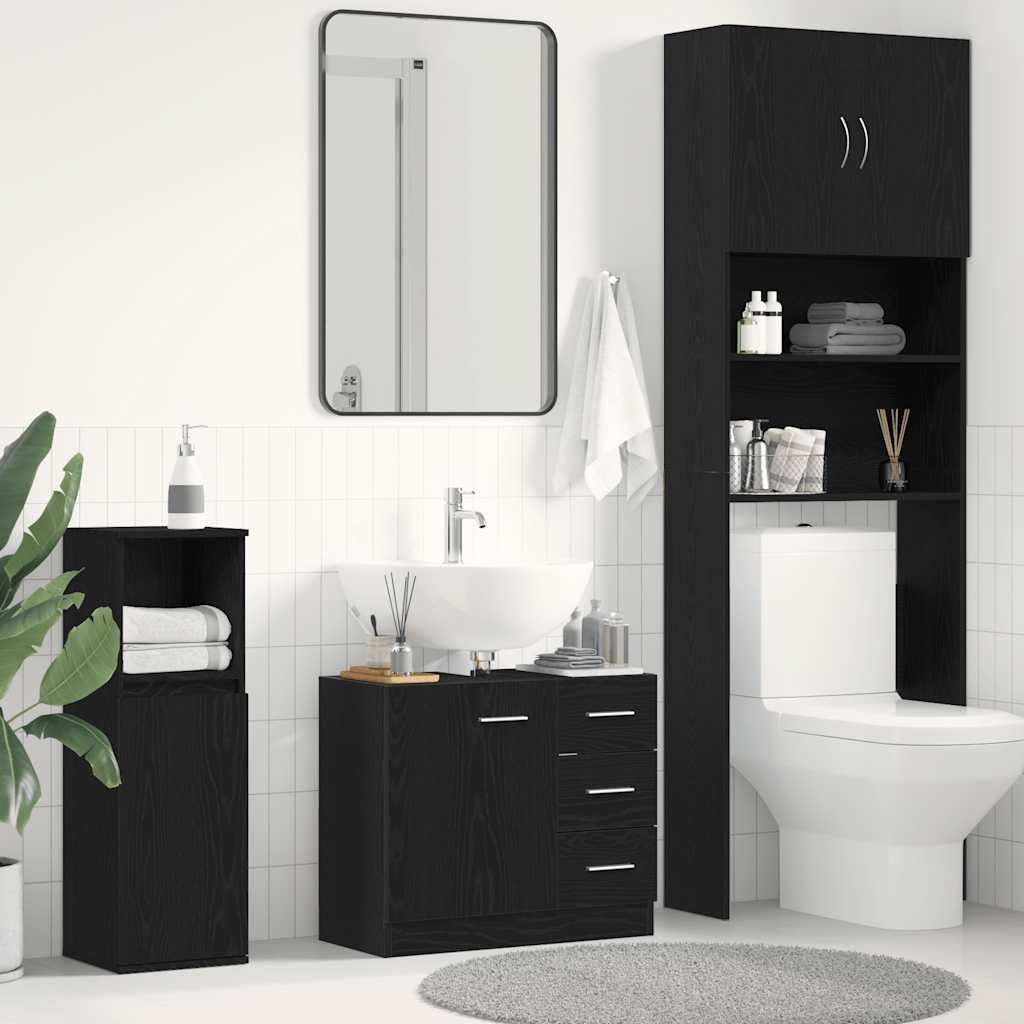 Ormarić za umivaonik crni hrast 63x30x54 cm inženjerski drvo