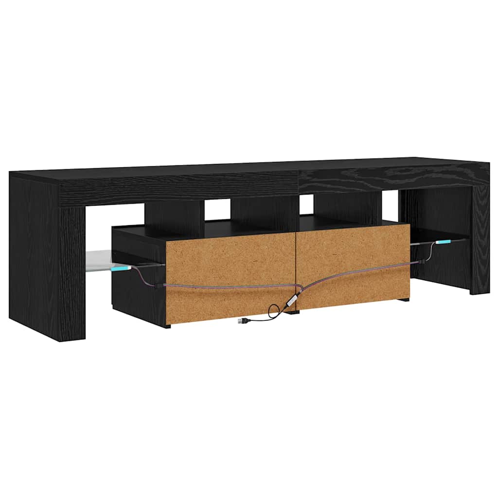TV ormarić s LED svjetlima crni hrast 140x36,5x40 cm inženjerski drvo